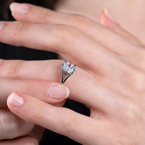 14k Solid Gold Oval Solitaire Ring: 1.5CT CZ Dainty Promise Ring