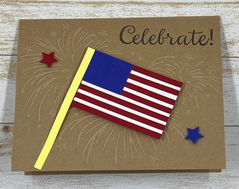 Embossed American Flag Card: 4th of July, US Citizenship