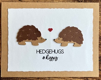 Hedgehog Valentine's Day Card: Hedgehugs & Kisses, Anniversary Card