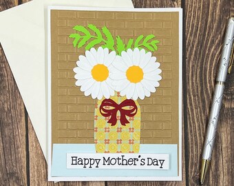Handmade Daisy Mother's Day Card: Embossed Floral Design