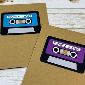 Funny Cassette Tape Birthday Card: &#39;You&#39;re a Classic&#39; Handmade Card