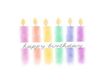 Hand Drawn Birthday Candles Card: Colorful Happy Birthday
