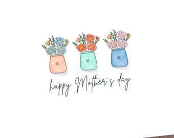 Hand Drawn Flower Pot Mother's Day Card