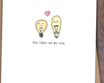 Handmade 'You Light Up My Life' Anniversary Card