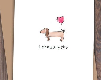 I Chews You Card, Funny Dog Valentine, Handmade Anniversary Gift