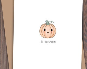 Hello Pumpkin Card, Hand Drawn Halloween Greeting (A2)
