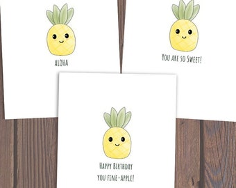 Pineapple Birthday Card: Funny Aloha Thank You Note