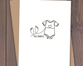 Oh Baby! Minimalist Baby Shower Card: New Parent Congratulations