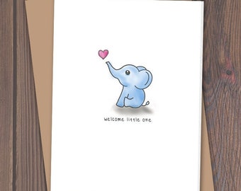 Elephant Baby Shower Card: Hand-Drawn New Baby Congrats