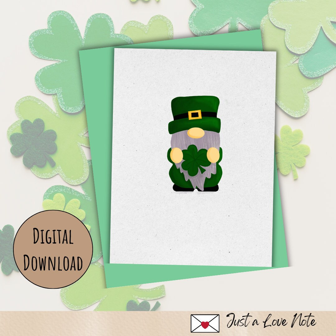 PRINTABLE Good Luck Greeting Card, Lucky Gnome Card, Print at Home ...
