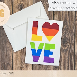 Arc-en-ciel amour carte SVG avec enveloppe, fierté carte SVG, carte d'anniversaire, carte d'amour bricolage, carte chérie