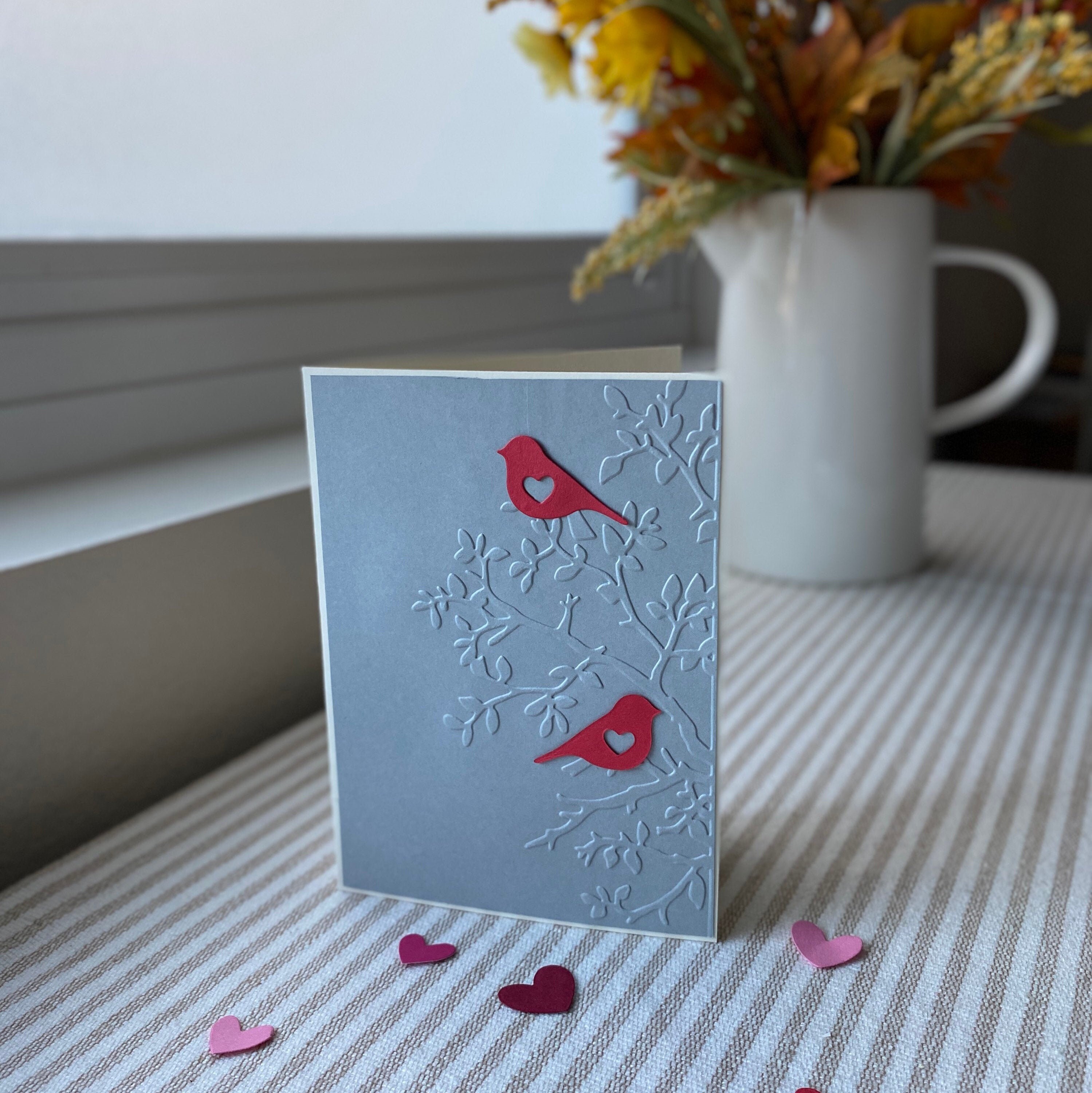 Satz von 3 geprägte Liebe Vogel Karte geprägt Baum Karte | Etsy