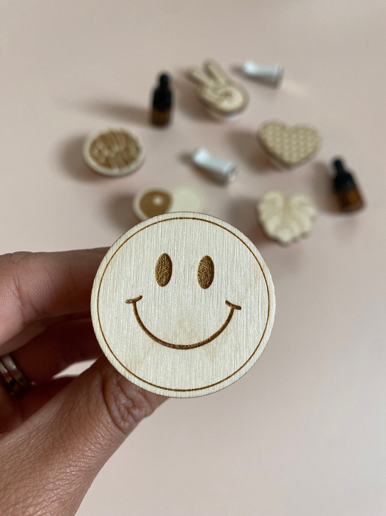Happy Face Smiley Face Wood Air Freshener Car Air Vent Etsy