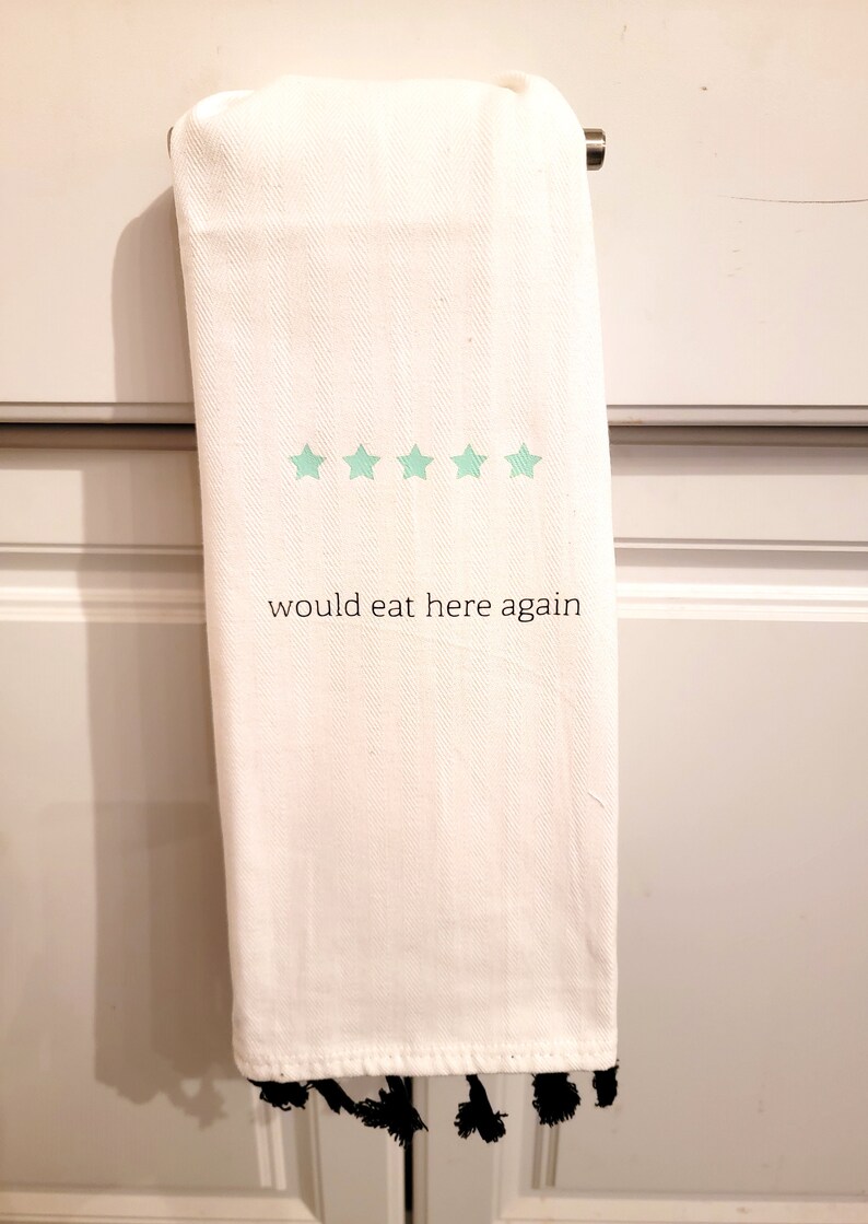 5 Stars Would Eat Here Again Kitchen Towel Black Tassel
