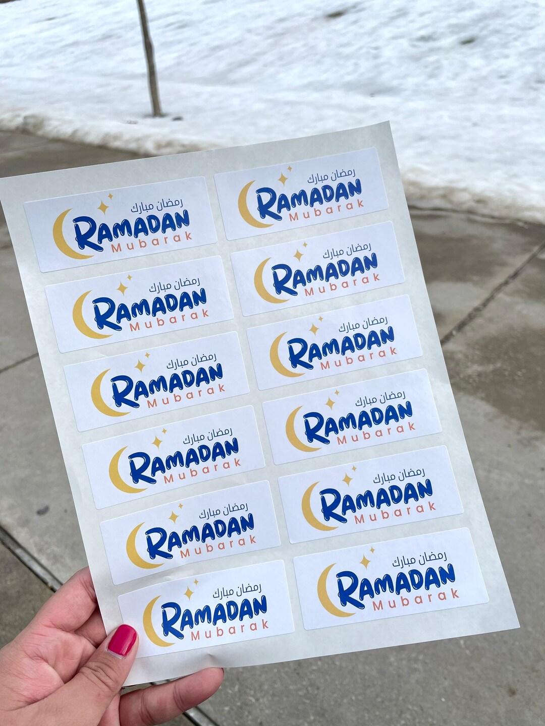 12 Ramadan Mubarak Stickers Rectangle Stickers Ramadan Packaging Label ...