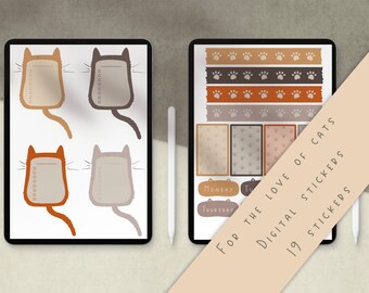 For the love of Cats Digital Sticker Pack | Digital Stickers for GoodNotes | Instant Download
