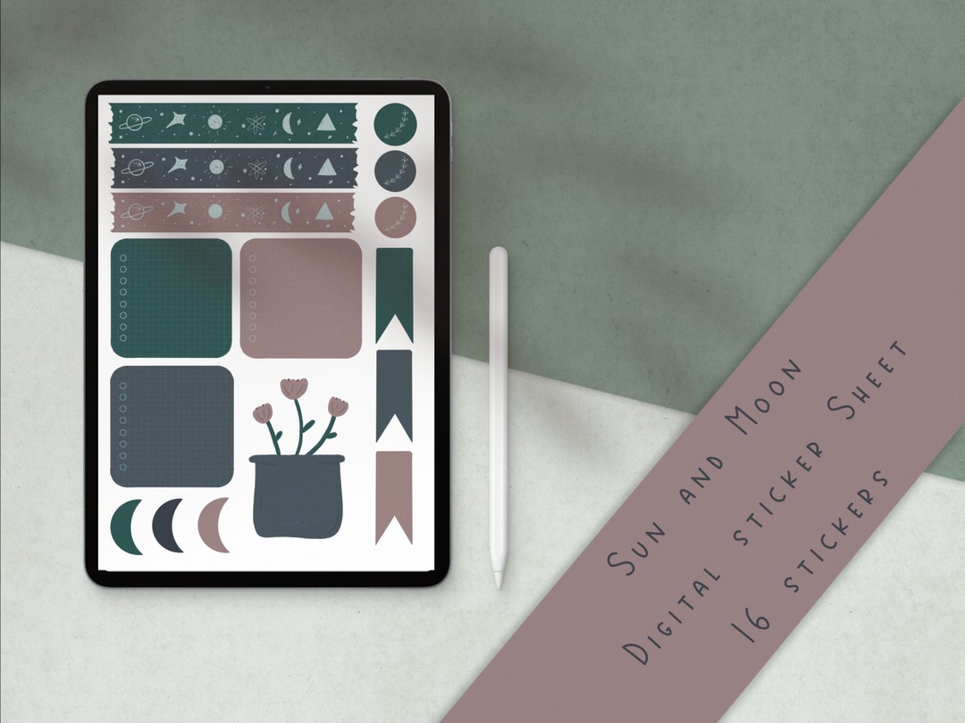 Sun and Moon Digital Sticker Sheet Goodnotes | Digital Stickers for ...