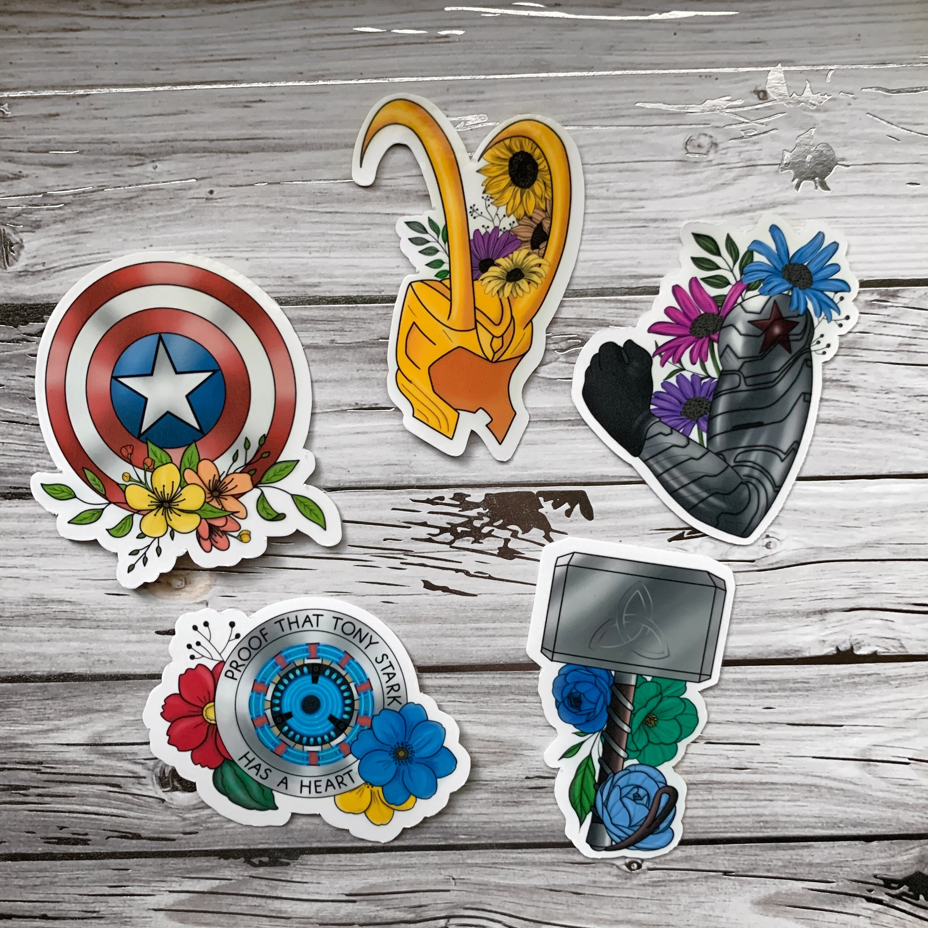 avengers inspired floral stickers | avengers stickers | marvel stickers