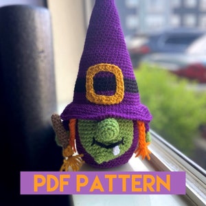 Crochet Halloween Witch Gnome Plush PATTERN