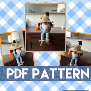 Crochet Scarecrow Gnome Plush PATTERN