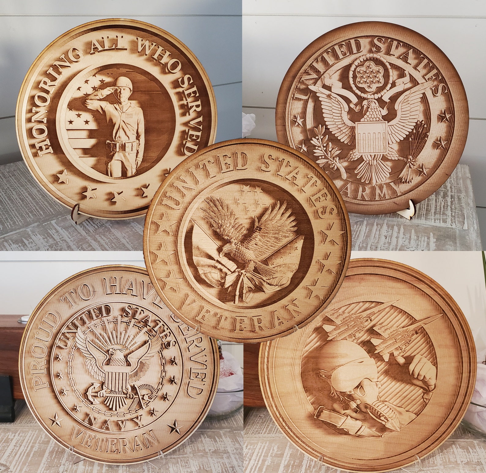 Military Veteran Plaques 10 Laser Engraved 3D Etsy