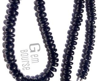 Elite Shungite Necklace, Sterling Silver Hook, 18 inch Rondelle Beads