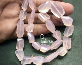 Natural Rose Quartz Nugget/Tumble Bead AAA+ Quality Hand Faceted Rose quartz tumble beads Rose Quartz 8-13x12-18 MM Gradual 14 Inches strand