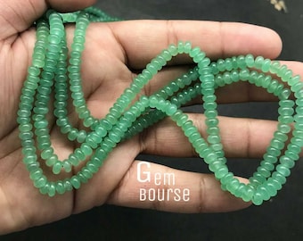 Green Nephrite Jade Rondelle Smooth Beads AAA+ Quality Nephrite Green Jade 5 mm Beads 16 inches Strands For Jewelry Making | Wholesale Rate