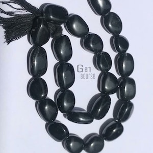 Natural Black Jade smooth Nuggets Beads Jade polish Nugget 13 Inch Strand California Black jade Tumbled Strand 10x14 MM Wholesale Gems Beads
