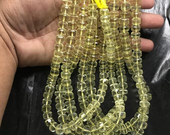 Lemon Quartz Rondelle Beads Hand Faceted 13 Inches Strand Gemstone Jewelry Making