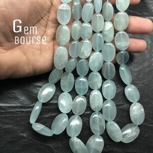 Natural Aquamarine Oval Beads AAA Blue Aquamarine Smooth Oval Beads Aquamarine Polished Oval Strands Wholesale gemstone Beads Jewelry Making