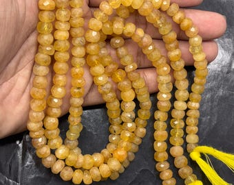 Heliodor Faceted Rondelle Beads AAA Yellow Aquamarine 13 Inch Strand Gemstone Jewelry