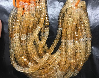 Natural Citrine Rondelle Beads Hand Faceted Shaded Citrine 9MM And 10 MM 13"Strand