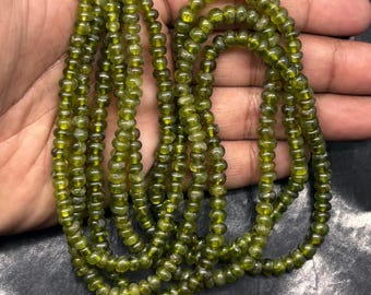 Natural Green Peridot Rondelle Beads, AAA Arizona Peridot Smooth Polished, 4-5.5mm, 16 Inch Strand