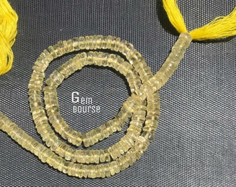 Lemon Quartz Heishi Beads – 4.5-5.5mm, 13 Inch Strand