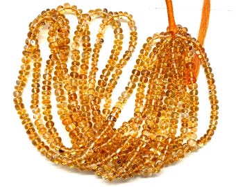 Natural Citrine Rondelle Beads Smooth Polish 4-6 mm 16" Strand Gemstone