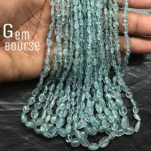 Natural Aquamarine Oval Beads Blue Aquamarine Smooth Oval Beads Aquamarine Polished Oval 16&quot;Strand Wholesale gemstone Beads Jewelry Making