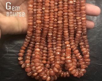 AAA Sunstone Rondelle Bead Strand, 6-8.5mm Gemstone Jewelry Making