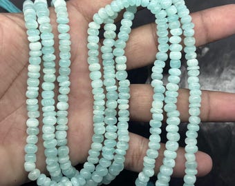 Natural Amazonite Rondelle Beads AAA 13 Inch Strands 5 MM Jewelry Making Blue Gemstone