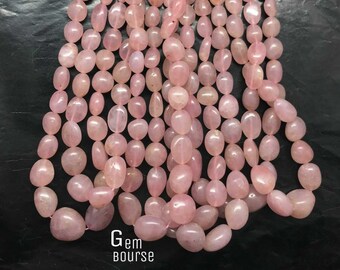 Rose Quartz Nugget Beads: AAA Smooth Tumble Gemstone, 18" Strand