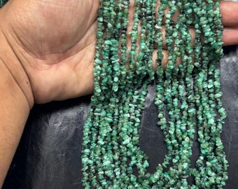 Natural Emerald Chips Beads | Uncut Polished Strands for Jewelry Making