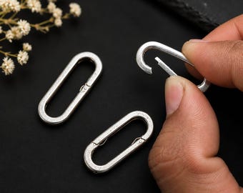 925 Sterling Silver Oval Spring Clasp Connector (25x10mm) Bracelet Necklace Charm Holder
