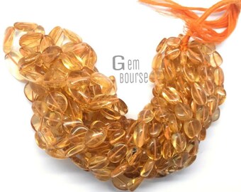 Natural Citrine Nugget Beads, Smooth Polish Tumbled Gemstone Strand (Jewelry Making)