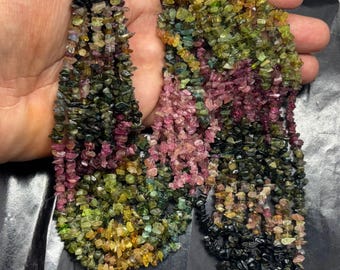 Tourmaline Chips Bead 32 Inches Strand AAA Shaded Multi Tourmaline Uncut Beads Jewelry Making