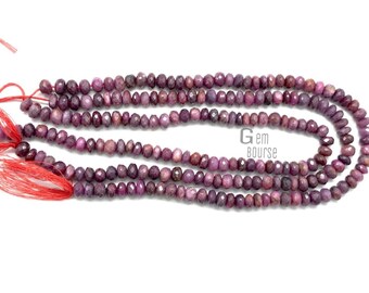 Natürliche rosa Rubin Rondelle Perlen: Hand facettierter Edelstein, 13 "Strang