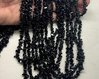 Black Onyx Chip Beads | 32 Inch Jewelry Making Strand Onyx Uncut