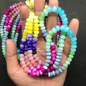 Rainbow Opal Multi Opal Smooth Rondelle Beads AAA+ Rainbow Opal Rondelle Beads 7-8mm 16"strand Opal Smooth Rondelle Jewelry Making Gemstone