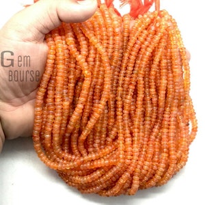 Natural Carnelian Rondelle bead AAA Carnelian Smooth Rondelle 13&quot;Strand Wholesale Gemstone Orange Carnelian 5mm Rondelle Bead Jewelry Making