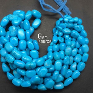 Turquoise Howlite Nuggets / Tumbles Beads AAA+ Quality Smooth Hand Polish  Turquoise nuggets for jewelry 10-12x 14-16 gradual 18 inches