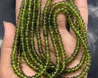 Natural Green Peridot Rondelle Beads, AAA Arizona Peridot Smooth Polished, 4-5.5mm, 16 Inch Strand